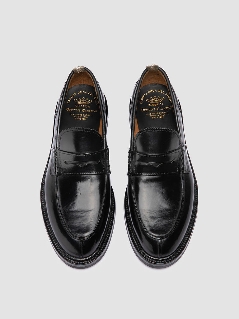 SAX FLEXI 001 - Black Leather Penny Loafers-hover