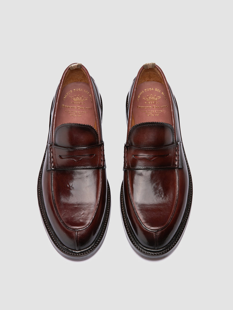 SAX FLEXI 001 - Burgundy Leather Penny Loafers-hover