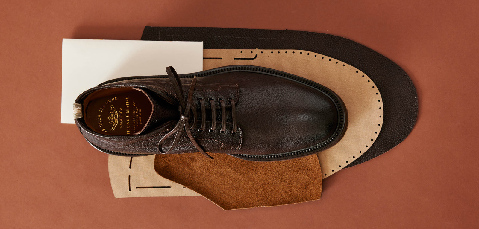 Officine Creative - Men's brown leather derby shoes