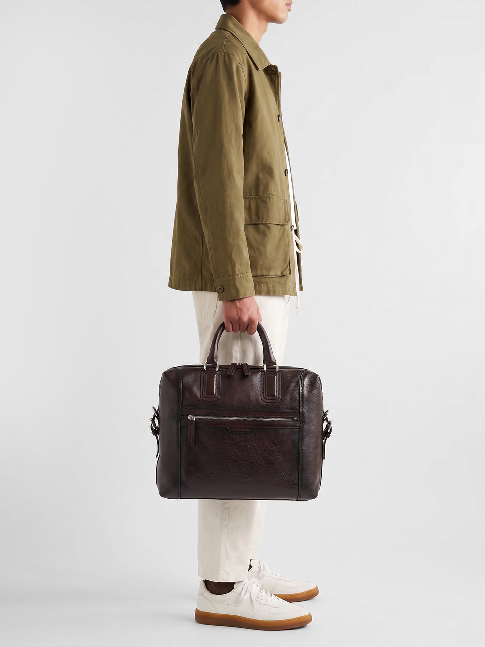 JULES 007 - Brown Leather Briefcase - Image 2