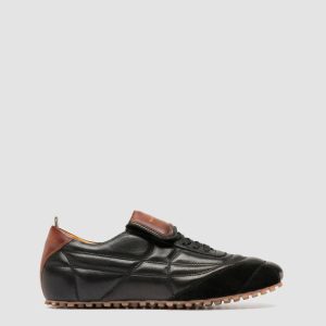STRIKER 001 - Black Leather and Suede Low-Top Sneakers