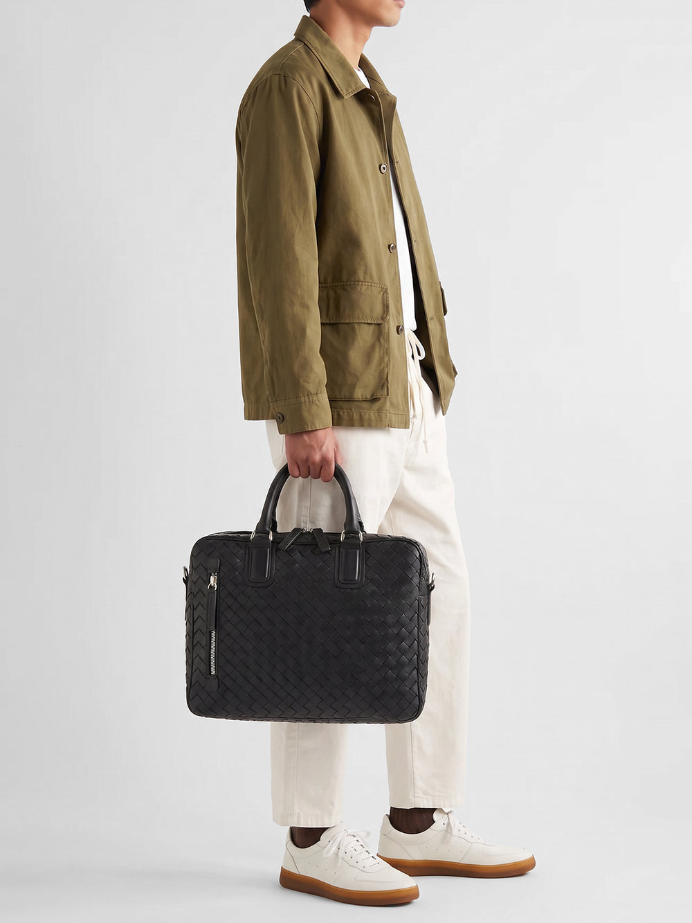 ARMOR 011 - Black Woven Leather Bag - Image 2