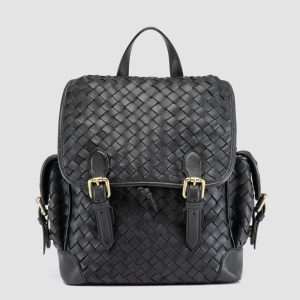 AURA 004 - Black Leather Backpack