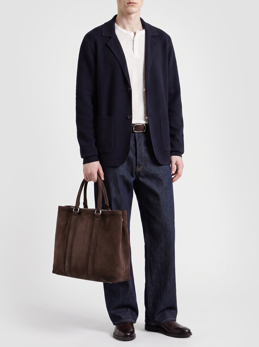 QUENTIN 021 - Brown Suede Briefcase - Image 2