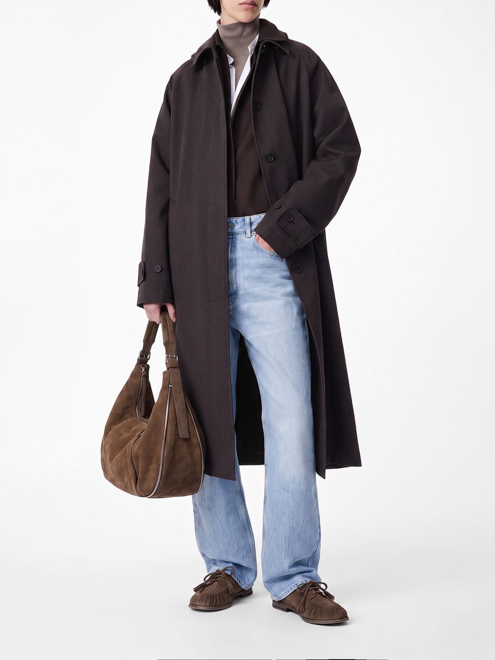 GHINZA 002 - Brown Suede Shoulder Bags - Image 2