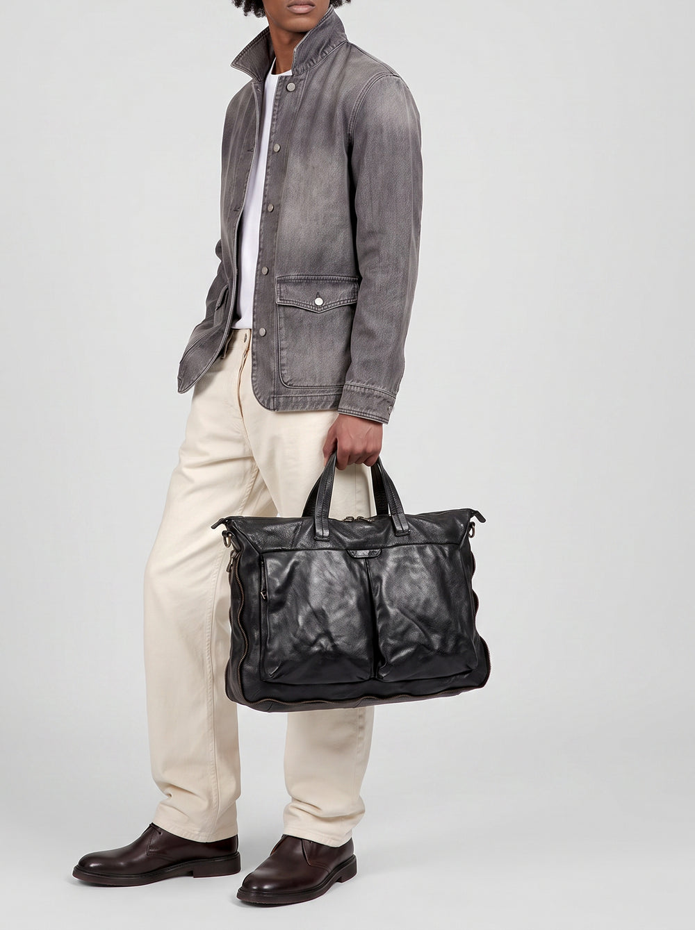 HELMET 046 - Black Leather Briefcase - Image 2