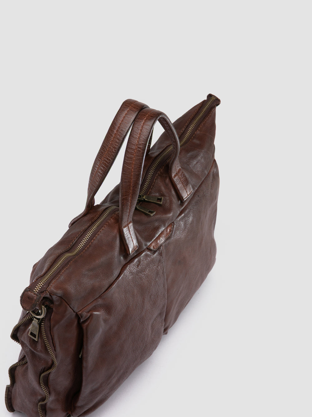 HELMET 046 - Brown Leather Briefcase - Image 3