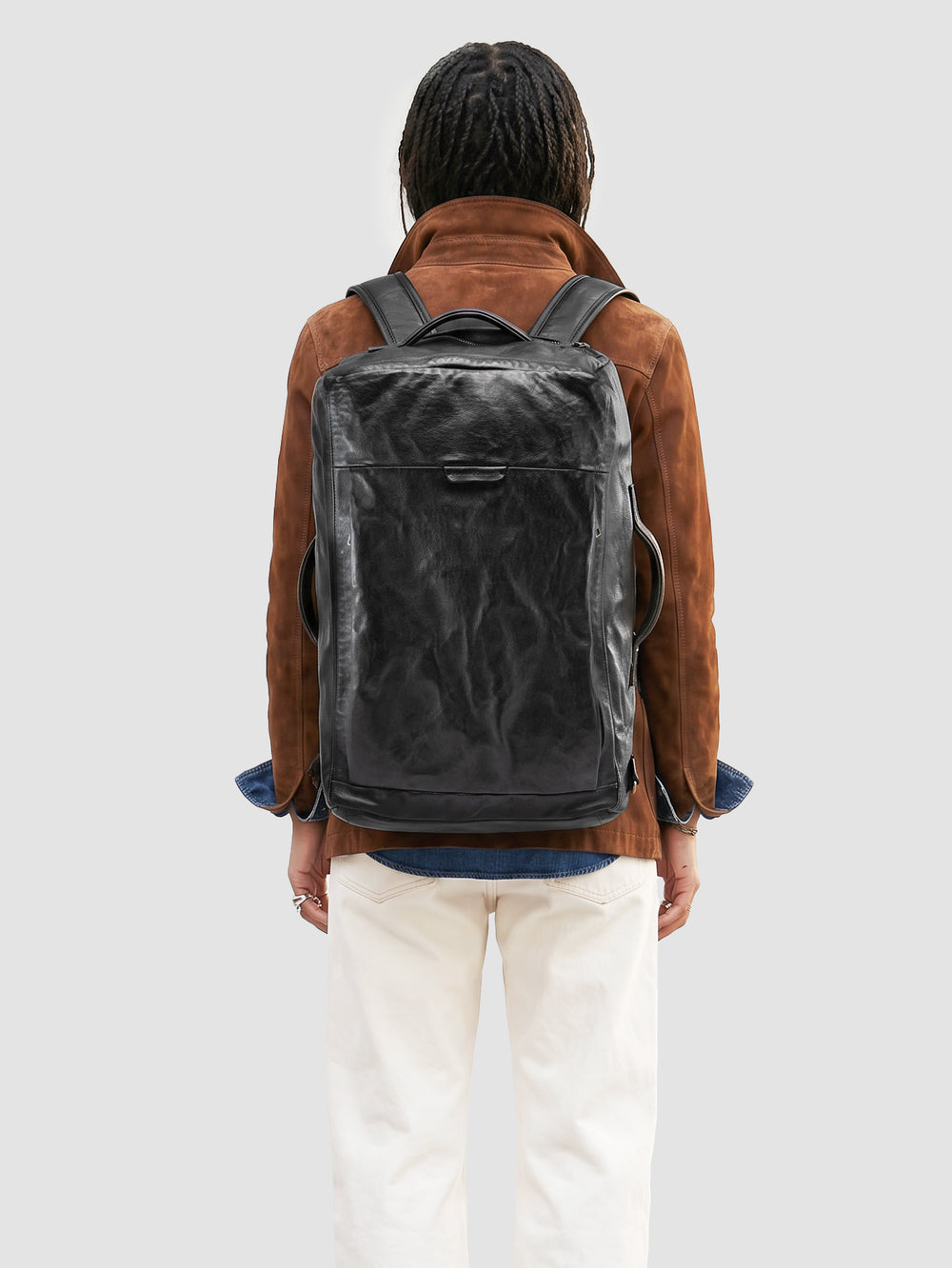 HELMET 052 - Black Leather Backpack - Image 2