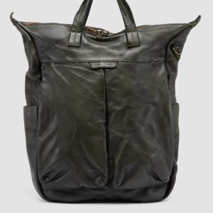 HELMET 055 - Green Leather Backpack