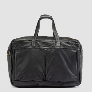 HELMET 056 - Black Leather Travel Bag