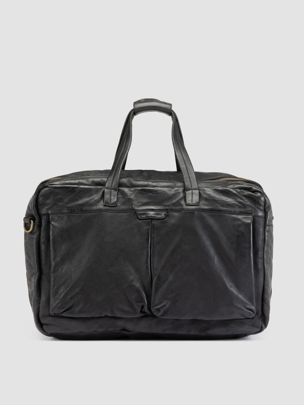 HELMET 056 - Black Leather Travel Bag
