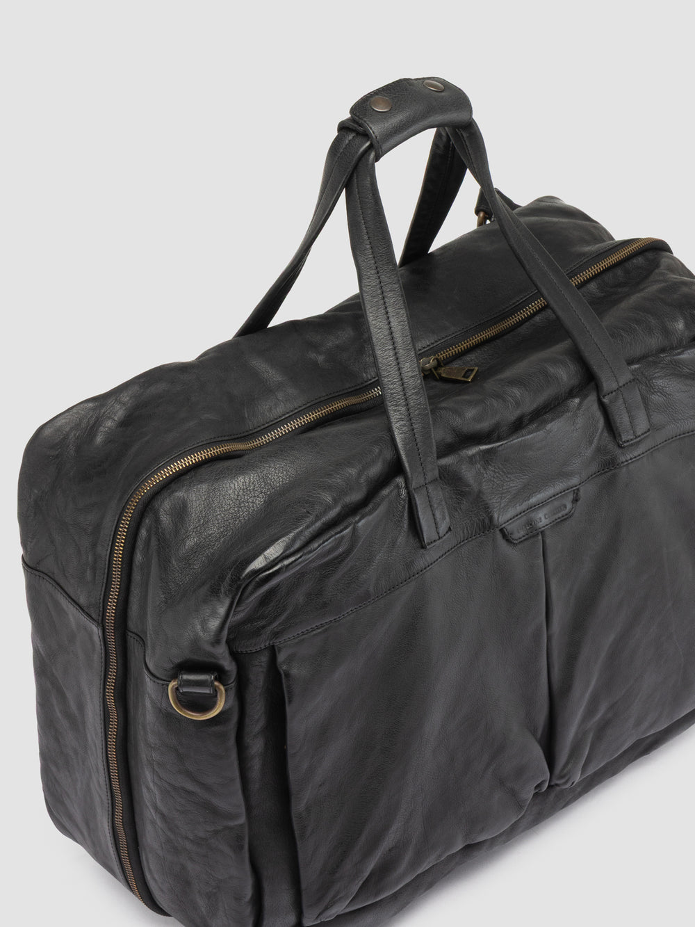 HELMET 056 - Black Leather Travel Bag - Image 3