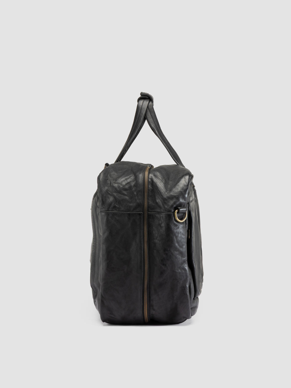 HELMET 056 - Black Leather Travel Bag - Image 4