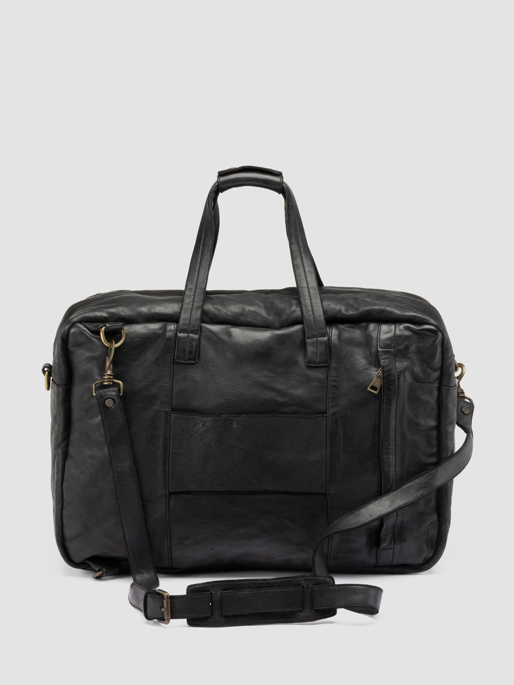 HELMET 056 - Black Leather Travel Bag - Image 5