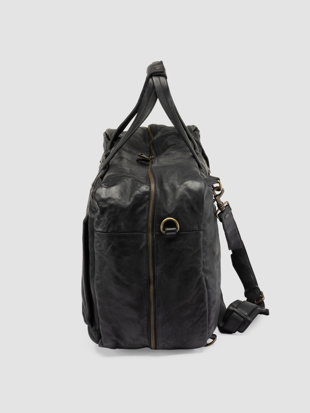 HELMET 056 - Black Leather Travel Bag - Image 6