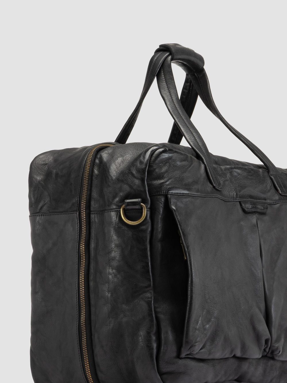 HELMET 056 - Black Leather Travel Bag - Image 7