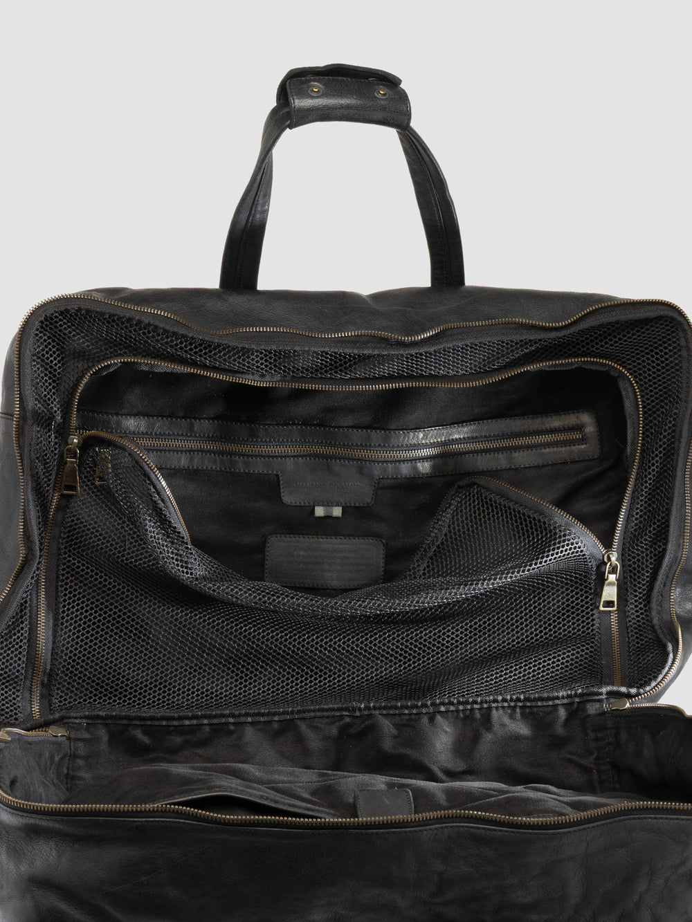 HELMET 056 - Black Leather Travel Bag - Image 8