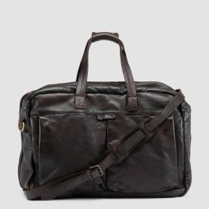 HELMET 056 - Brown Leather Travel Bag