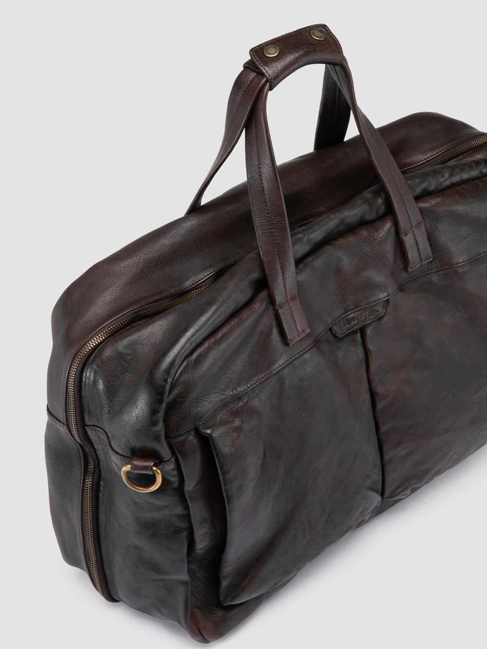 HELMET 056 - Brown Leather Travel Bag - Image 3