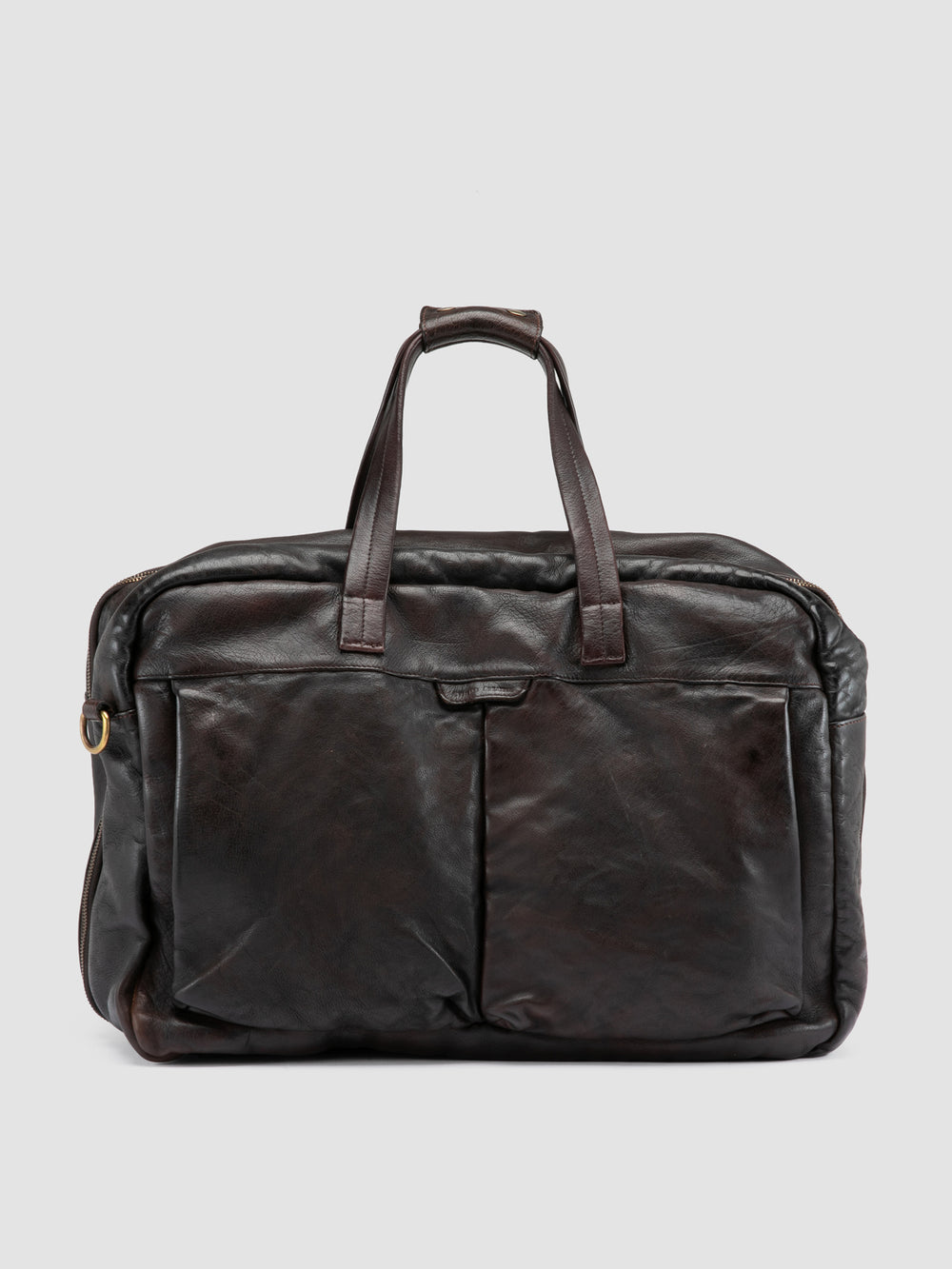 HELMET 056 - Brown Leather Travel Bag - Image 4