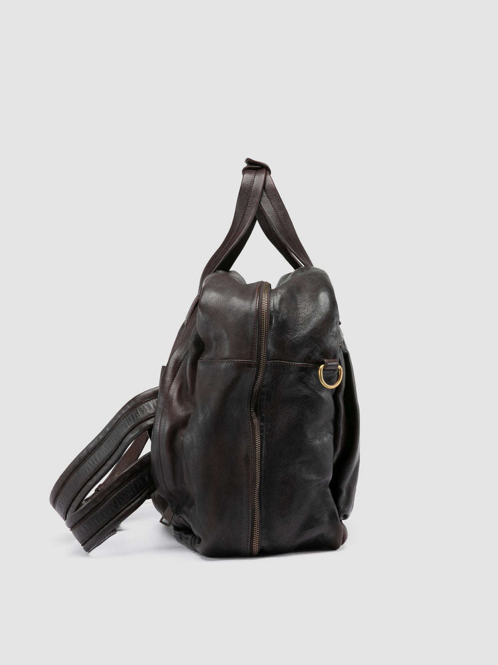HELMET 056 - Brown Leather Travel Bag - Image 6