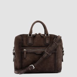 JULES 007 - Brown Suede Briefcase