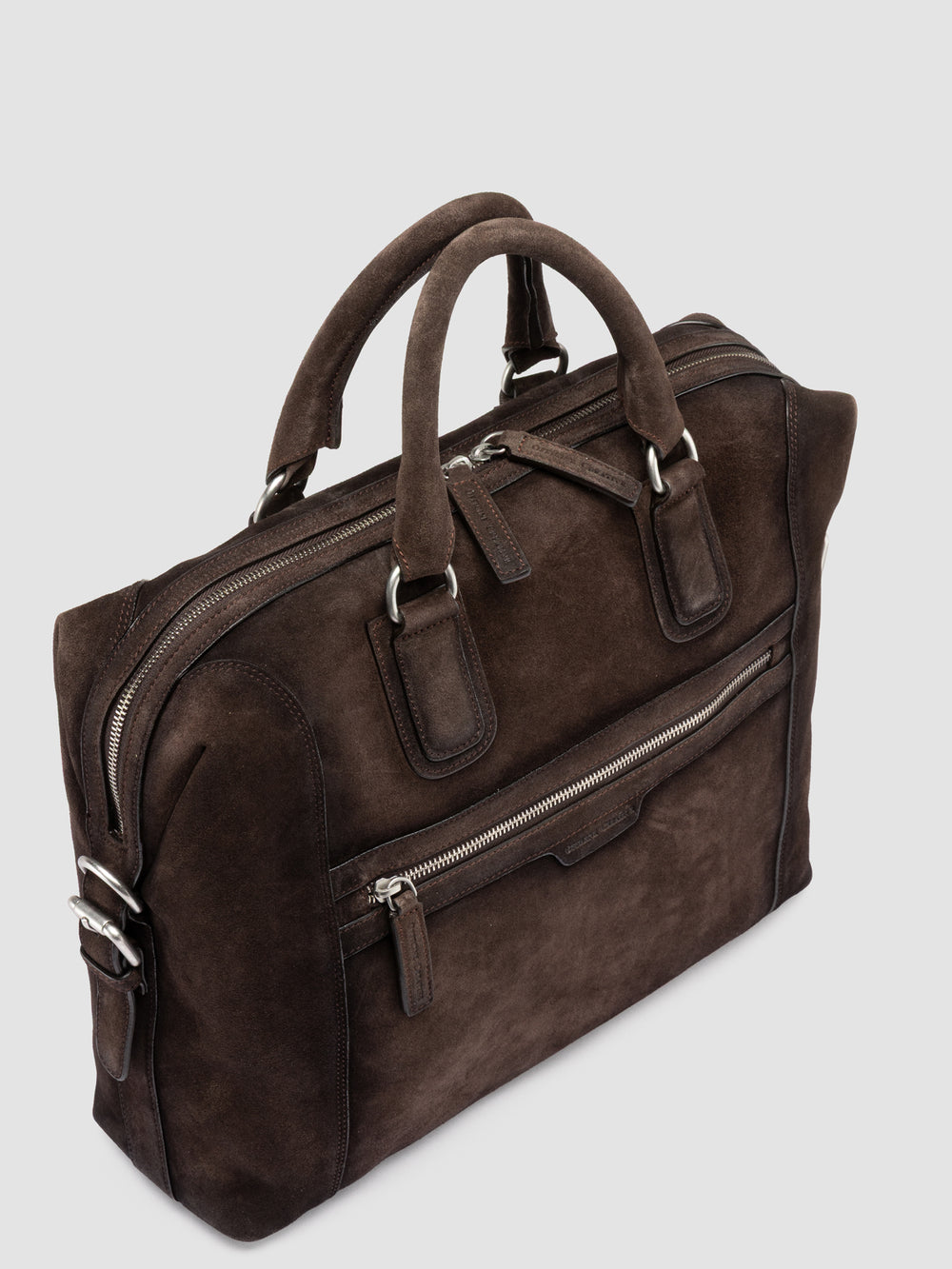 JULES 007 - Brown Suede Briefcase - Image 3