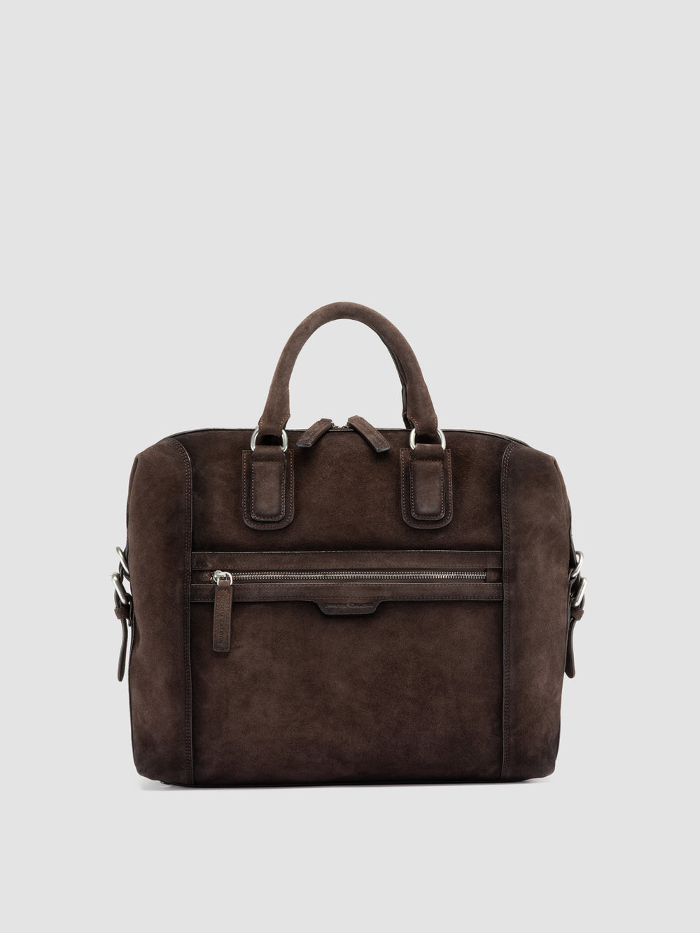 JULES 007 - Brown Suede Briefcase - Image 4