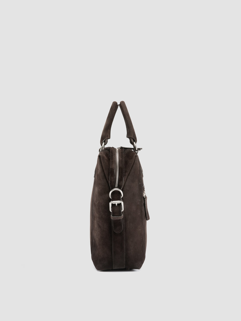 JULES 007 - Brown Suede Briefcase - Image 5