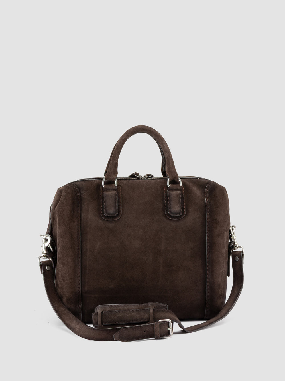 JULES 007 - Brown Suede Briefcase - Image 6