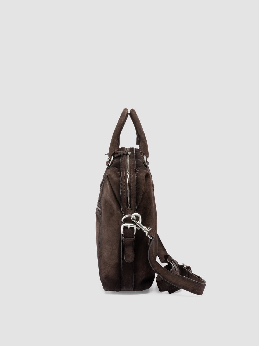 JULES 007 - Brown Suede Briefcase - Image 7