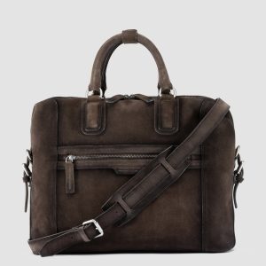 JULES 011 - Brown Suede Briefcase