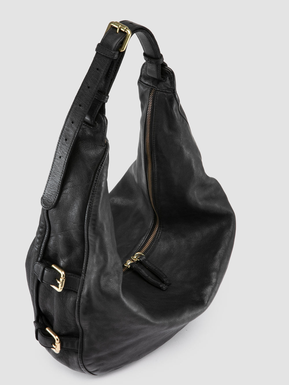 JULIE 015 - Black Leather Shoulder Bag - Image 2