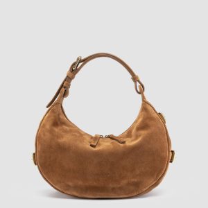 JULIE 016 - Brown Suede Shoulder Bag