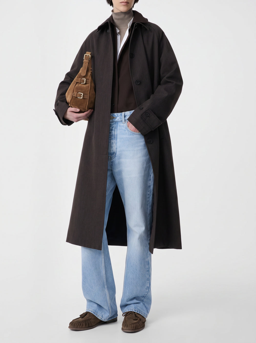 JULIE 016 - Brown Suede Shoulder Bag - Image 2