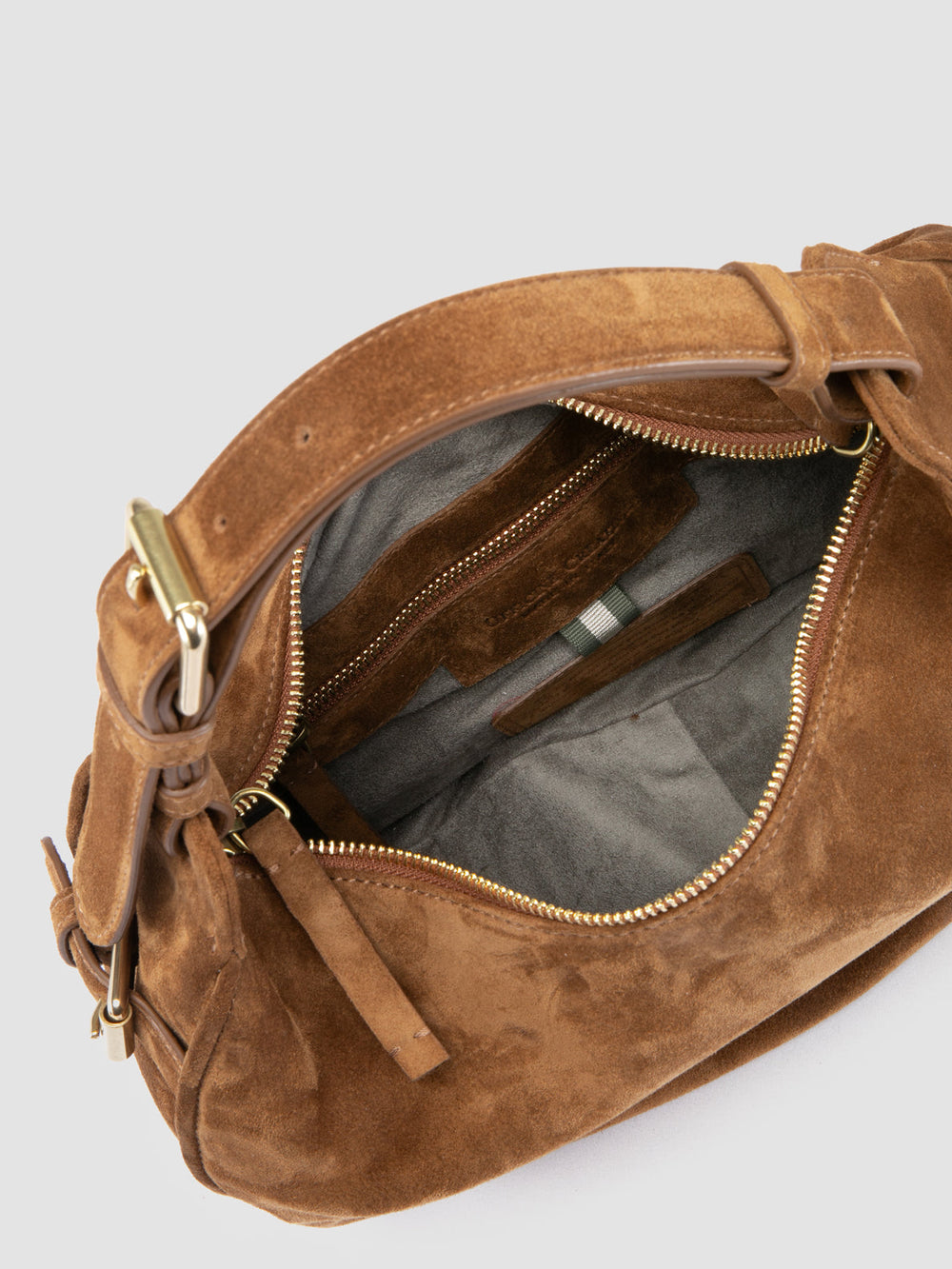 JULIE 016 - Brown Suede Shoulder Bag - Image 6