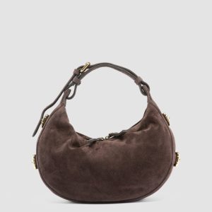 JULIE 016 - Brown Suede Shoulder Bag