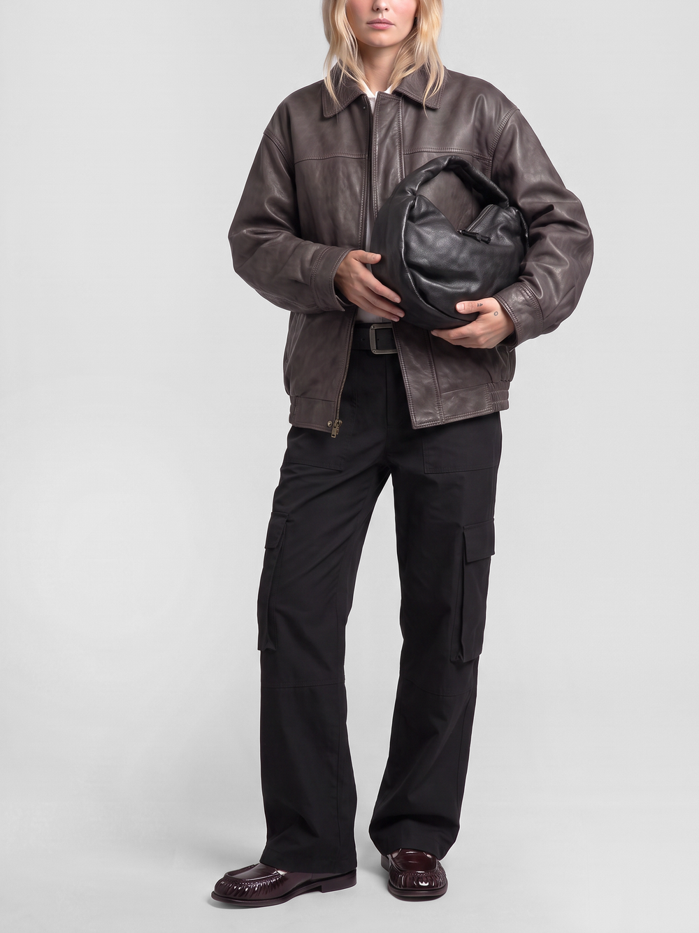 BOLINA 044 - Black Leather Shoulder Bag - Image 2