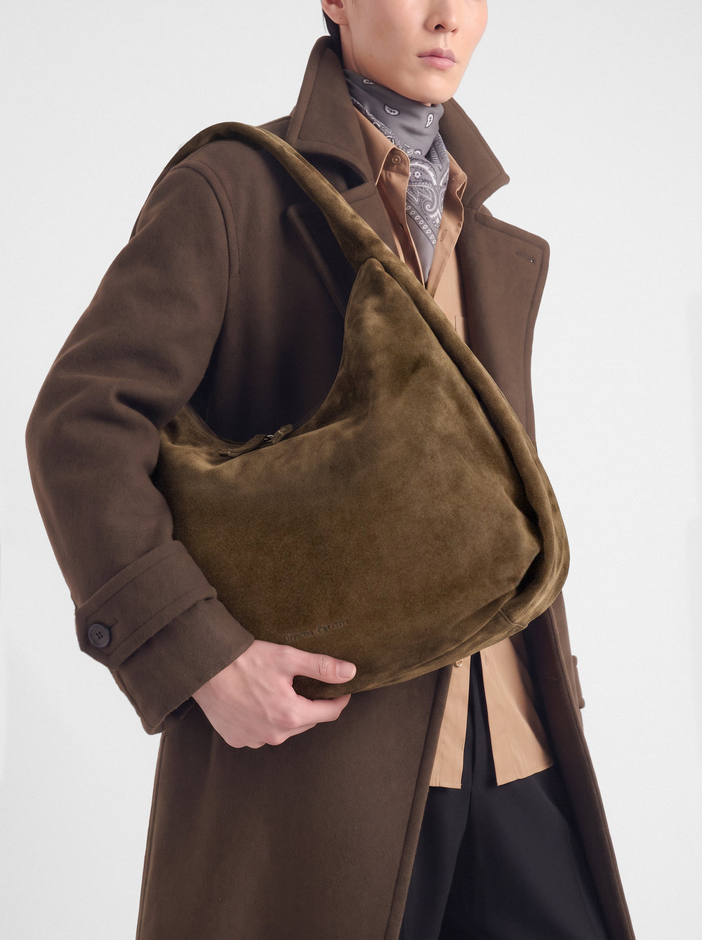 BOLINA 048 - Brown Suede Shoulder Bag - Image 2