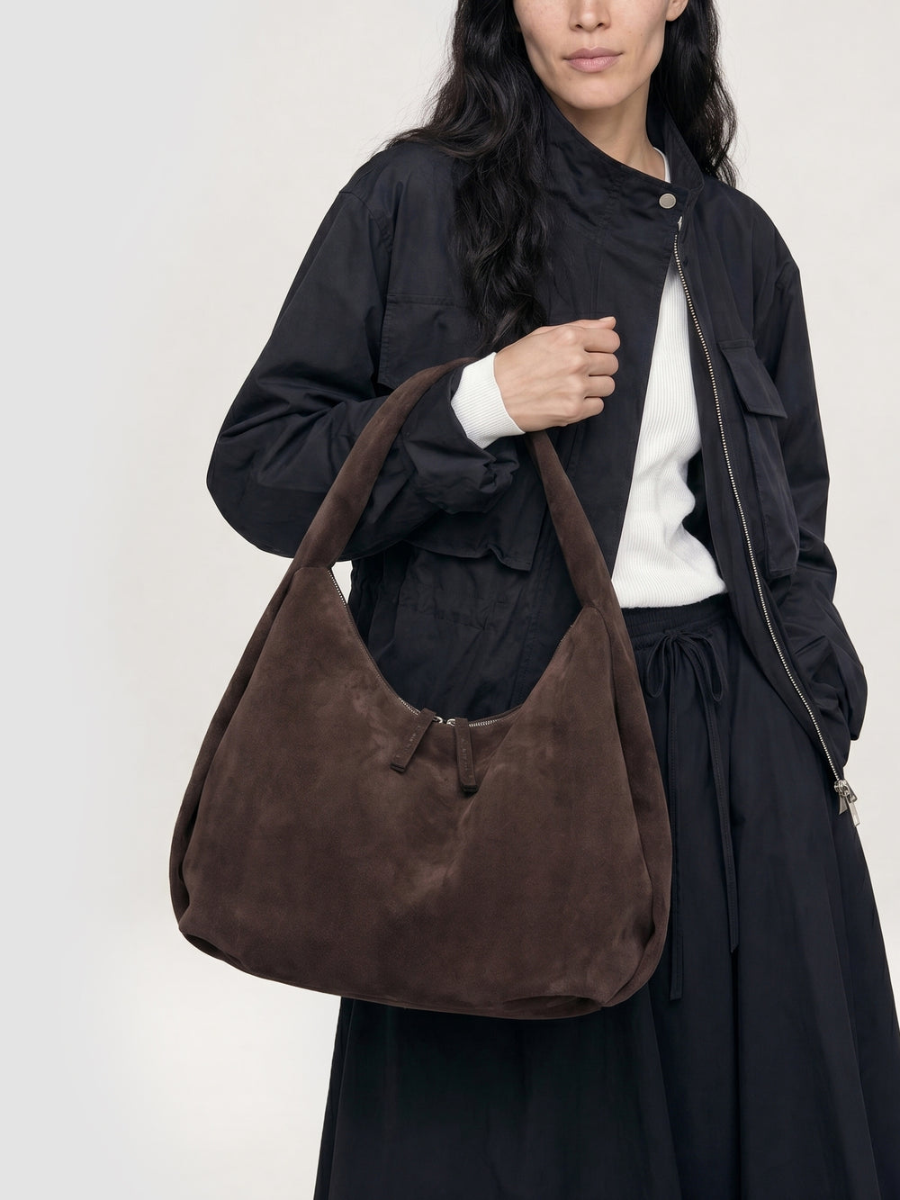 BOLINA 048 - Brown Suede Shoulder Bag - Image 2