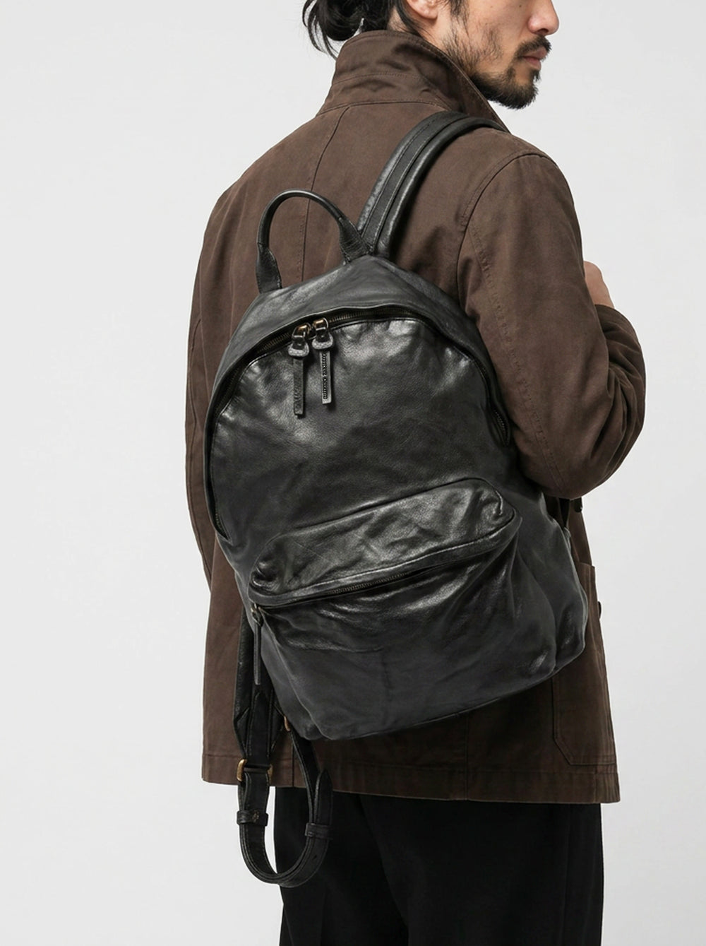 OC PACK 004 - Black Leather Backpack - Image 5