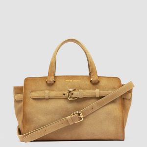 SADDLE 026 - Beige Suede Handle Bag