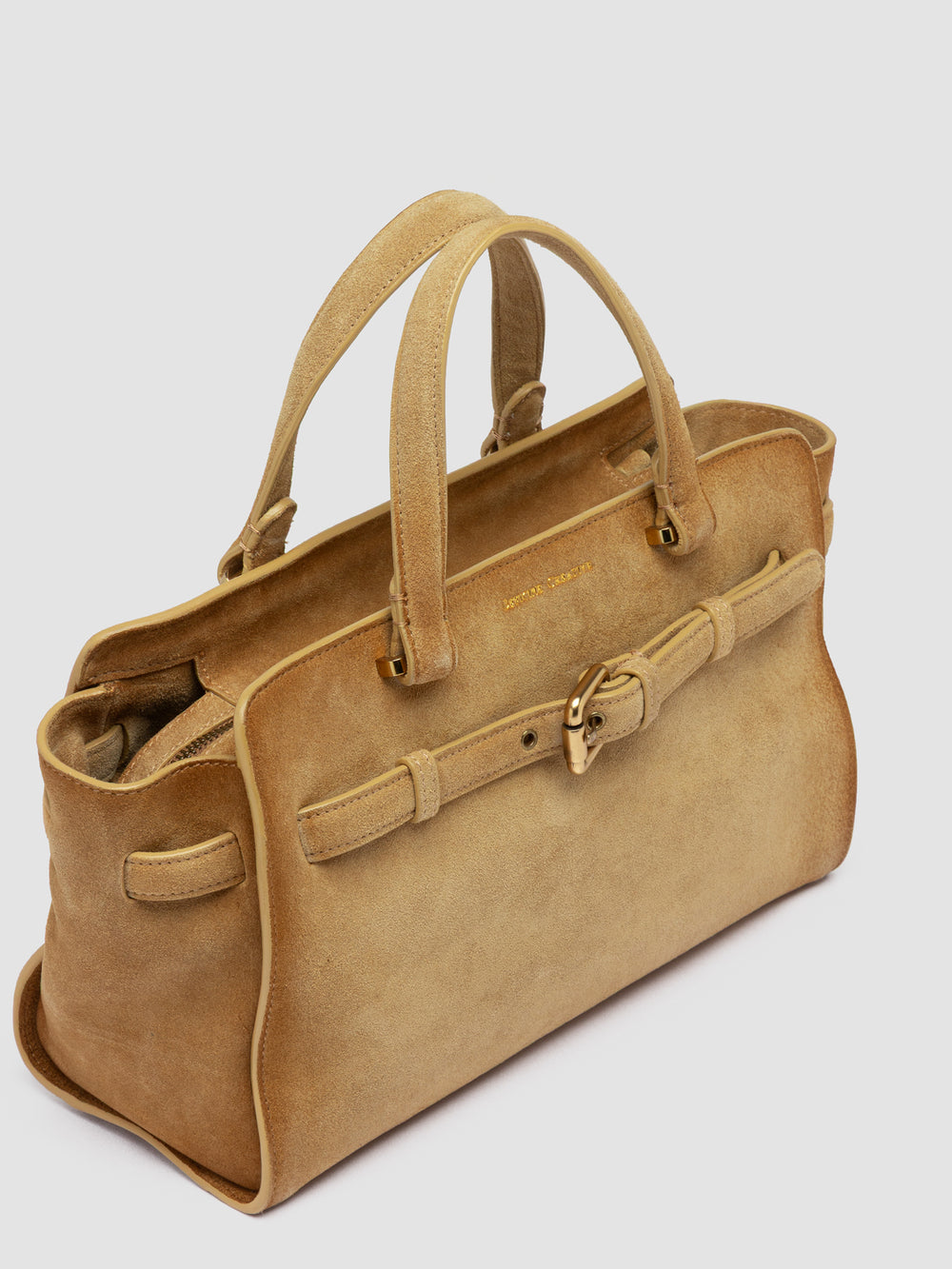 SADDLE 026 - Beige Suede Handle Bag - Image 2