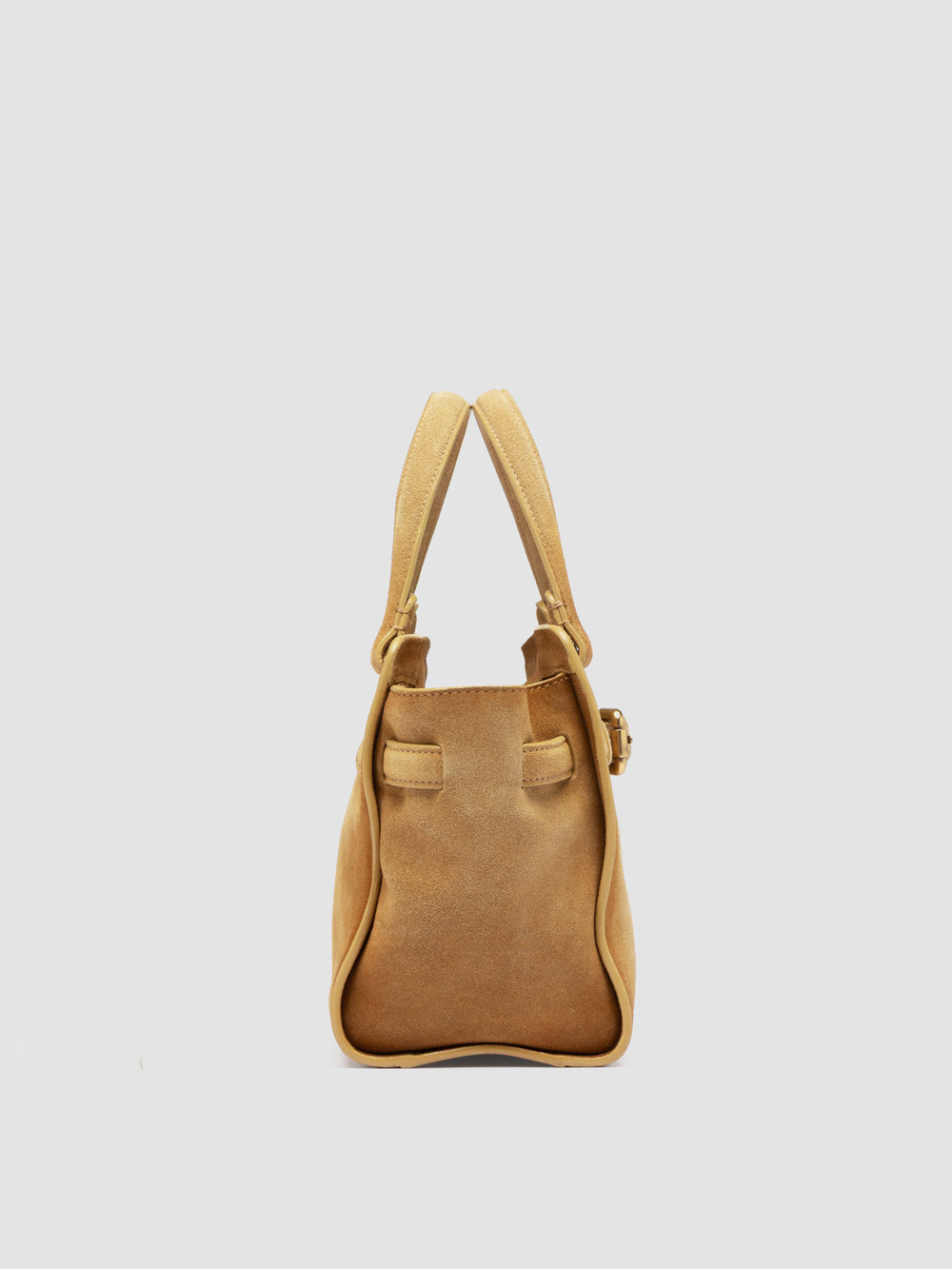 SADDLE 026 - Beige Suede Handle Bag - Image 4