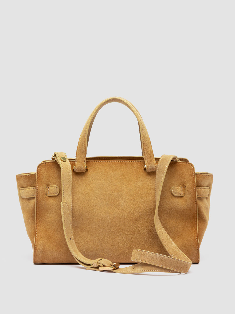 SADDLE 026 - Beige Suede Handle Bag - Image 5
