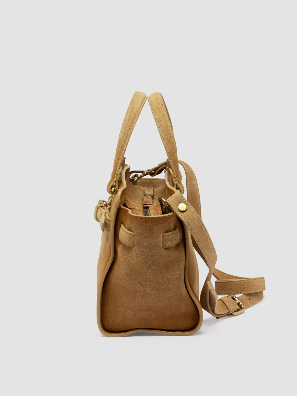 SADDLE 026 - Beige Suede Handle Bag - Image 6