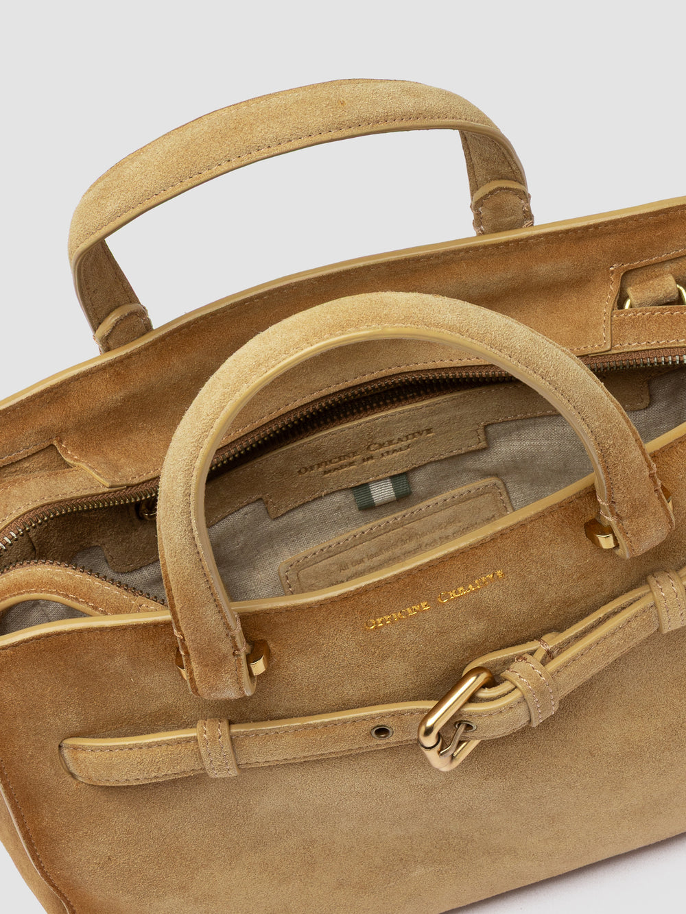 SADDLE 026 - Beige Suede Handle Bag - Image 7