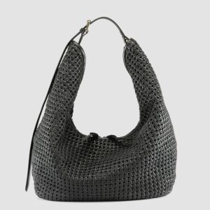 VICKY 002 - Black Leather Shoulder Bag