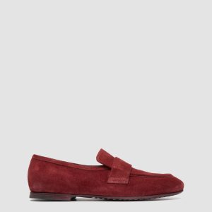BLAIR DD/002_W - Burgundy Suede Penny Loafers