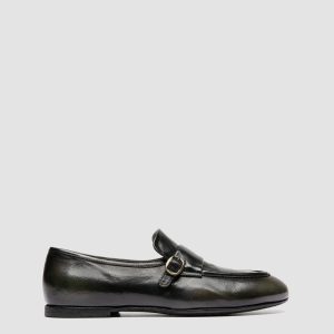 BLAIR DD 003_W - Green Leather Penny Loafers
